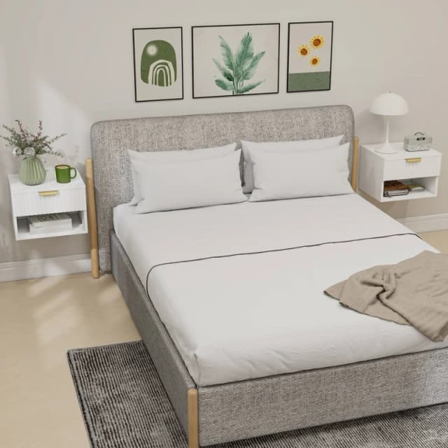 HOMCOM Floating Nightstands Set of 2, Modern Wall Mounted Bedside Tables in White Size: 2 Pack White Unisex 2 Pack