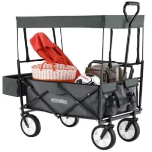 Pull Along Trolley Grey with Removable Roof