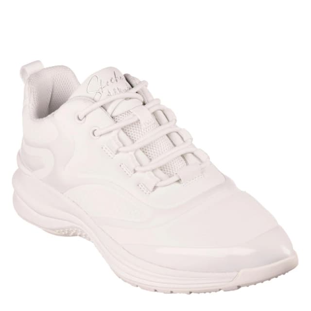 Skechers Glossed Hot Melt Embossed Neoprene Low-Top Trainers Womens White female 2 (35)