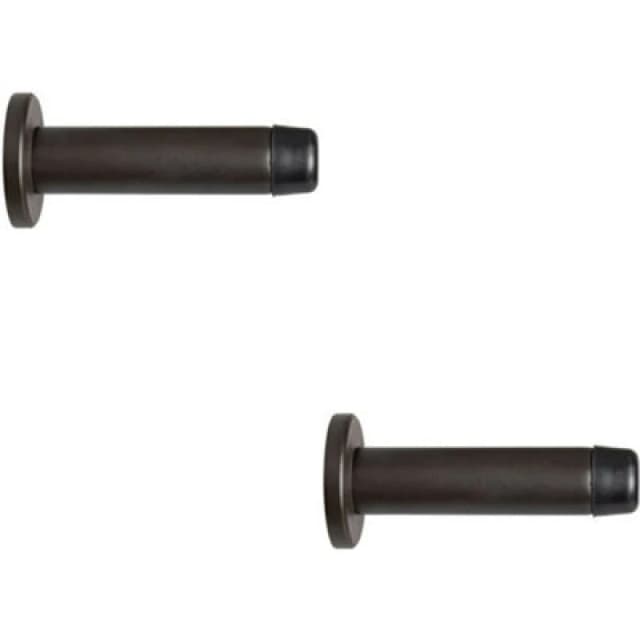 Loops 2x Rubber Tipped Doorstop Cylinder with Rose Wall Mounted 70mm Matt Bronze Multi