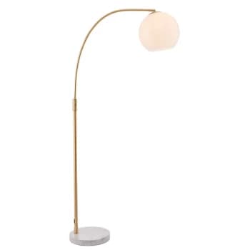 Otto Floor Lamp Satin Brushed Gold Effect Plate & Gloss Opal Glass 1 Light IP20 - E27