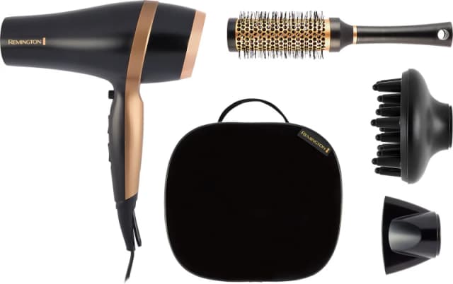 REMINGTON D6960GP Salon Smooth Hairdryer Gift Set - Black & Gold,Black 5038061165074