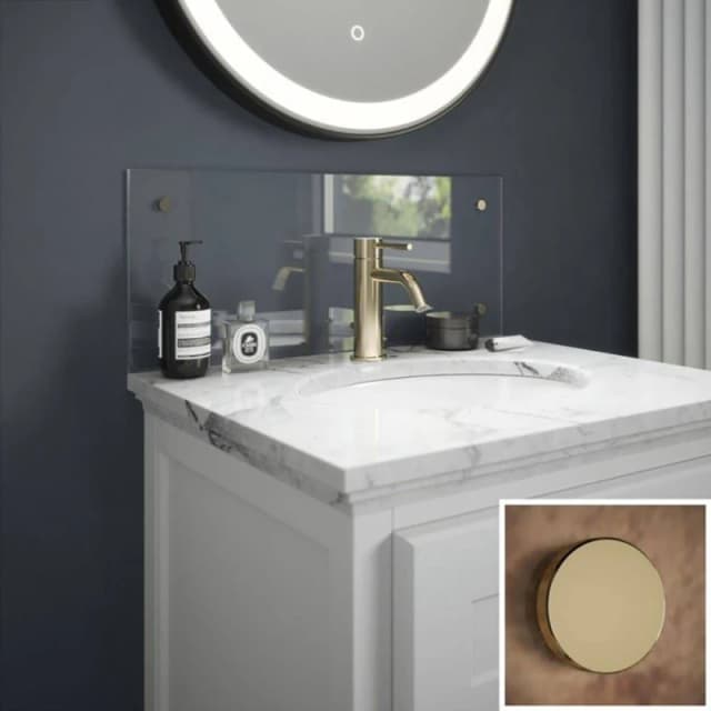 Clear Glass Bathroom Splashback (brass Caps) 250Mm X 600Mm X 4Mm SB52164