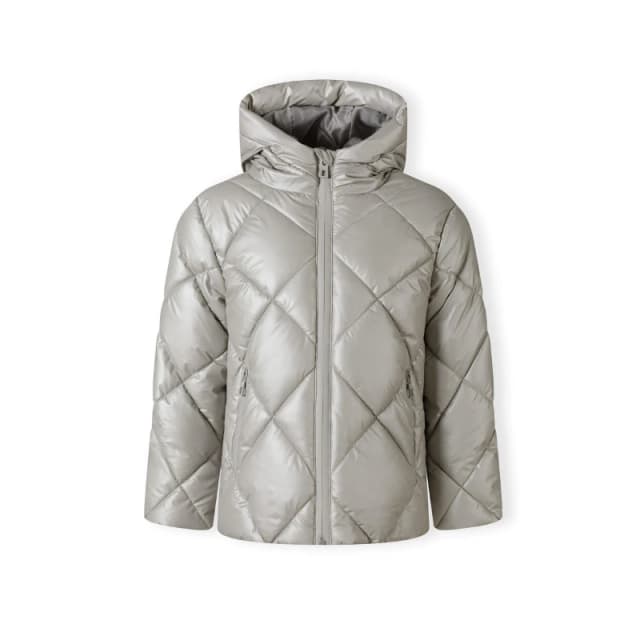 Minoti Girls quilted jacket with hood and zip pockets silver Silver female 2-3 Yrs