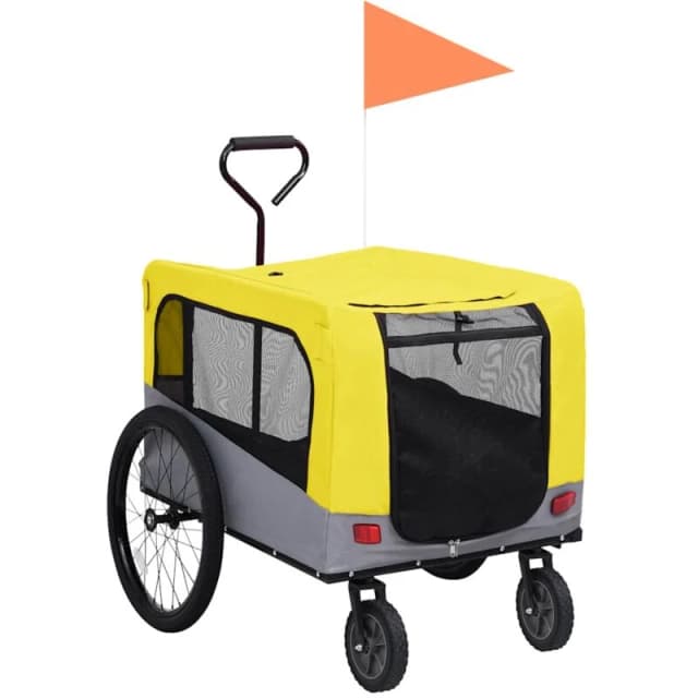 VIDAXL Vidaxl - 2-in-1 Pet Bike Trailer & Jogging Stroller Yellow and Grey 8719883868868