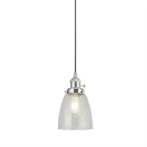 1 Light Pendant Chrome, Clear Glass, E27