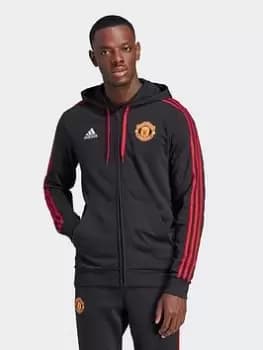 Adidas Mens Manchester United 23/24 3 Stripe Hoody, Black, Size 2XL, Men