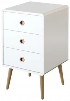 Softline 3 Drawer Bedside Table - White