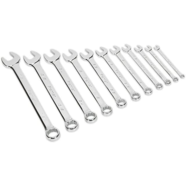 Loops 11pc Combination Hand Spanner Set - 1/4" to 7/8" Imperial 12 Point Socket Wrench Multi