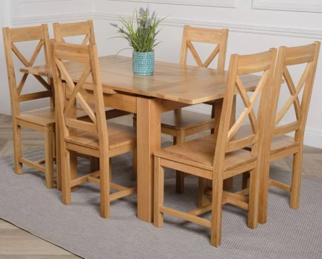 Thats Furniture Richmond 90-150cm Square Oak Extending Dining Table & 6 Berkeley Chairs in Brown Brown Unisex