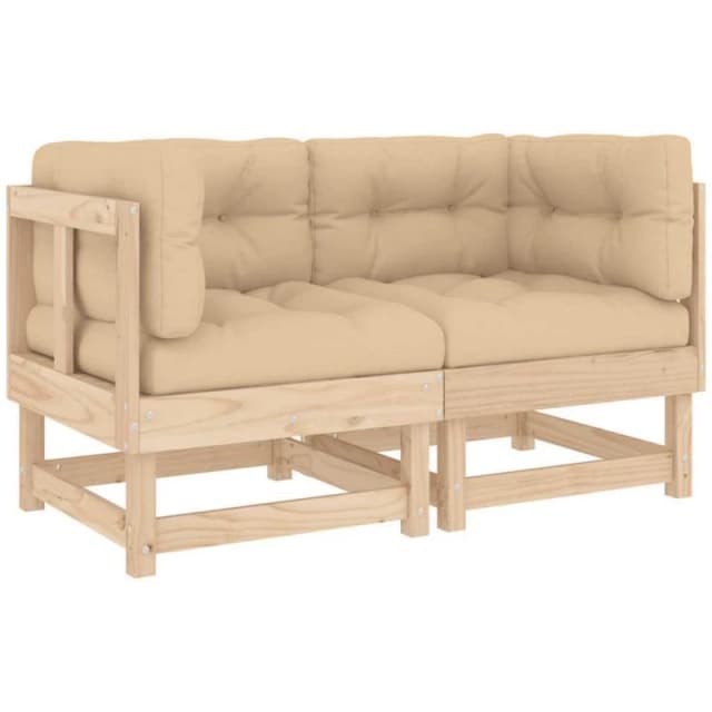 VIDAXL Corner Sofas with Cushions 2 pcs Solid Wood Pine Vidaxl 8720845801724
