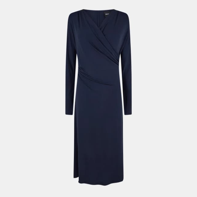 Boss Womens Ettita Dress, Wrap Design Dark Blue female 8 (XS)