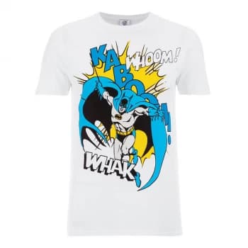 DC Comics Mens Batman Kaboom Whak Woom T-Shirt - White - S
