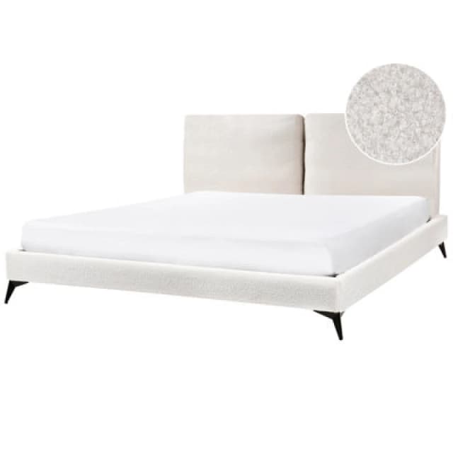 Beliani Bed Boucle Melle 180 X 200 Cm (Eu Super King) Off-White