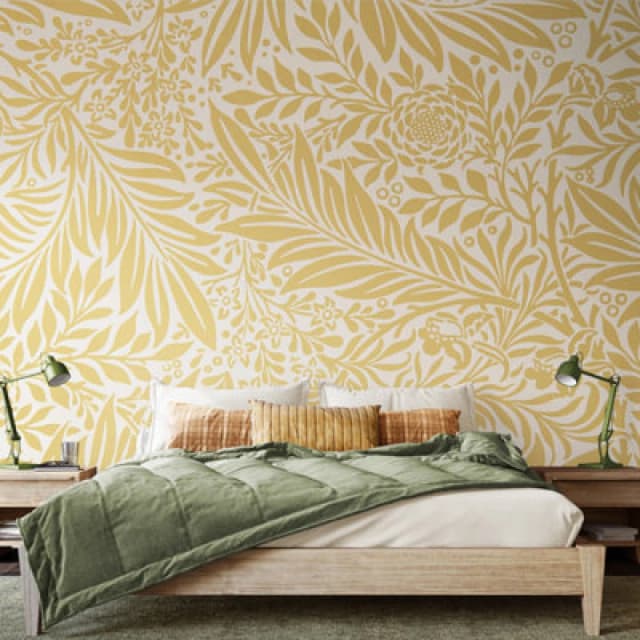 Origin Murals Trailing Ferns - Soft Gold Matt Smooth Paste The Wall Mural 350Cm Wide X 280Cm High