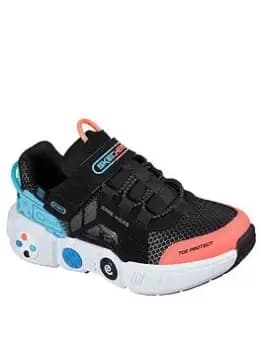 Skechers Boys Gametronix Gore & Strap Trainer, Black, Size 3 Older
