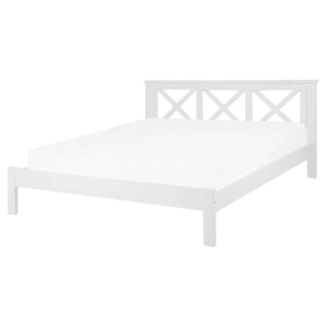 Beliani Bed Pine Wood Tannay 160 X 200 Cm (Eu King Size) White