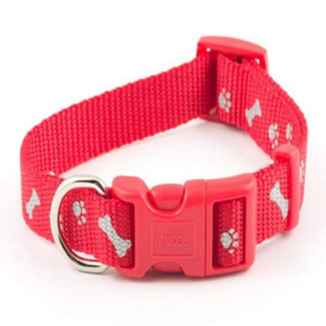 Ancol Red Stars Print Reflective Adjustable 30-50cm Fashion Dog Collar Red