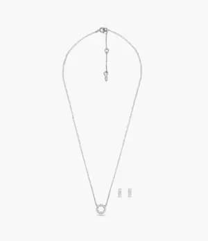 Fossil Women Tiny Pearls Sterling Silver White Glass Pearl Necklace and Earrings Set