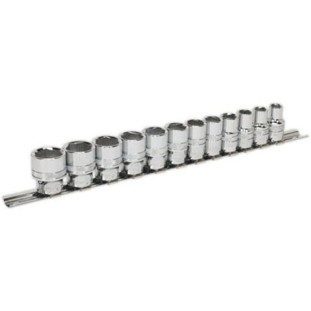 Loops 12 PACK Socket Set 3/8" Metric Square Drive - 6 Point LOCK-ON Rounded Heads Multi