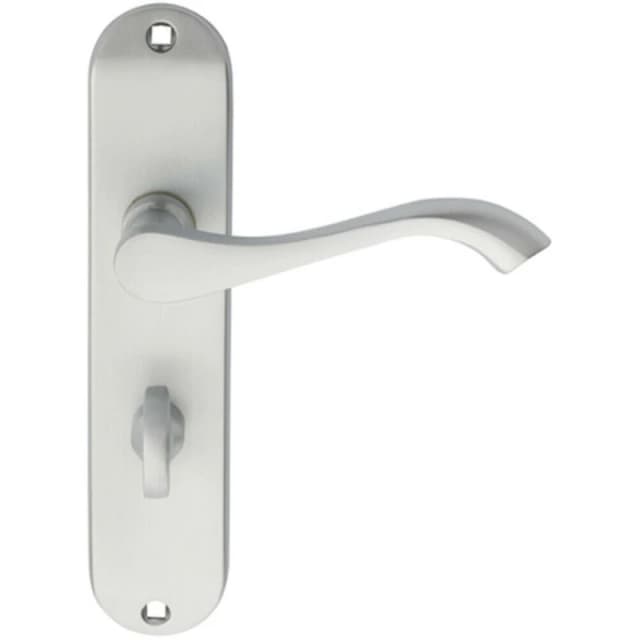 Loops PAIR Curved Handle on Chamfered Bathroom Backplate 180 x 40mm Satin Chrome Multi