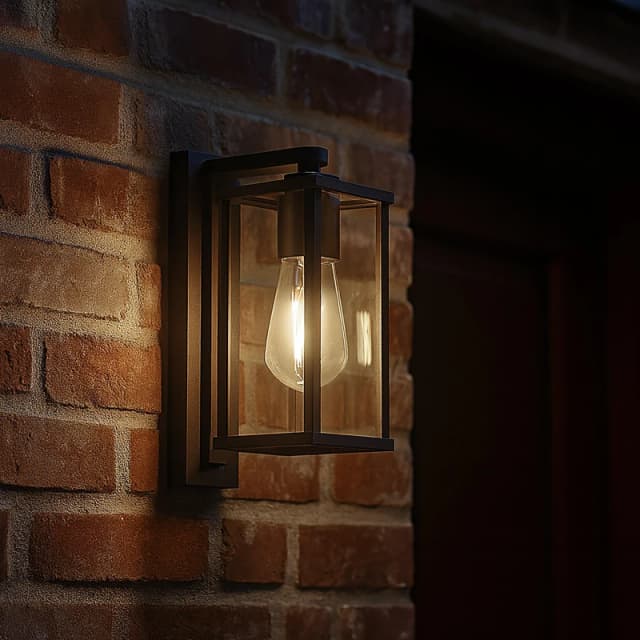 Lighting Collection Black & Clear Glass Outdoor Wall Light Sand Black unisex One size