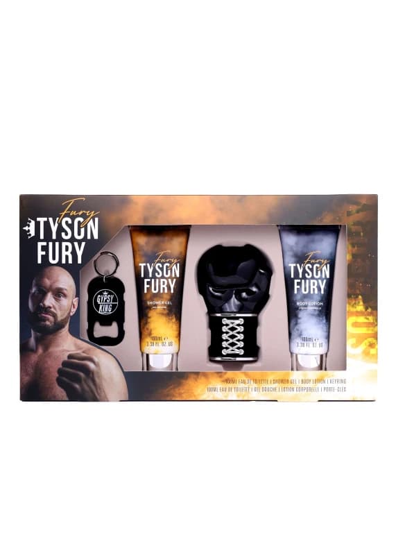 Tyson Fury Gift Set 100ml Eau de Toilette + 100ml Shower Gel + 100ml Body Lotion + Keyring