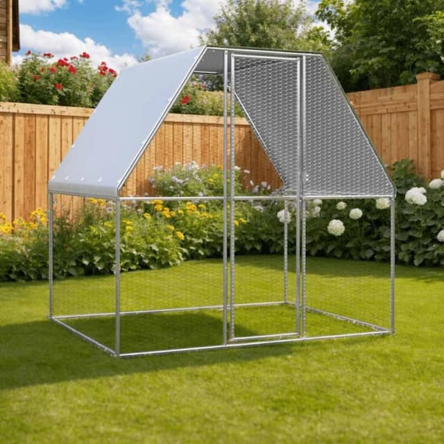 vidaXL Chicken Cage Silver and Grey 2x2x2 m Galvanised Steel, Silver 155886