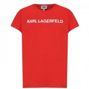 KARL LAGERFELD Junior Girls Basic Print T Shirt - POPPY