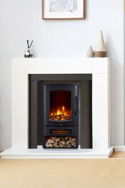 Neo 1000W / 2000W Electric Heater With Realistic Flame & Log Store in Black Unisex