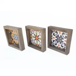UKZM058 Multicolor Decorative Framed MDF Painting (3 Pieces)