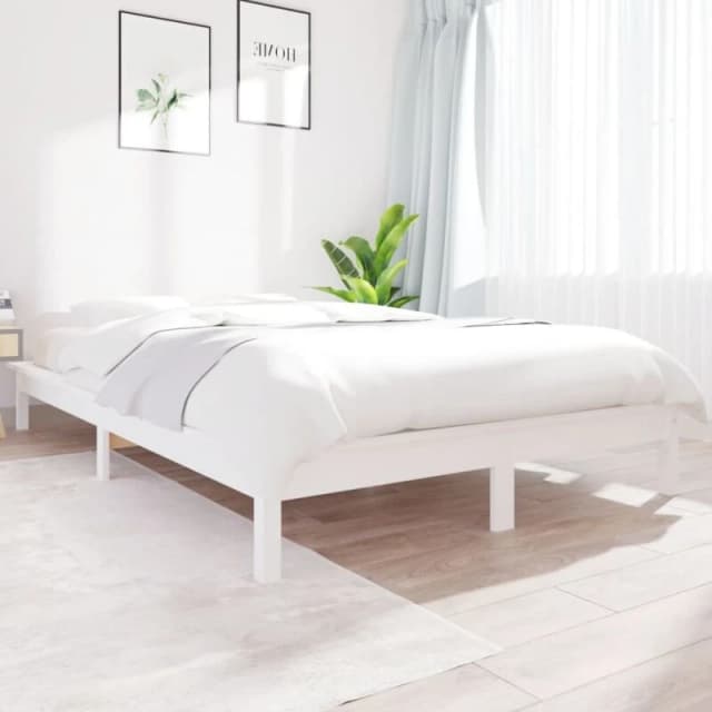 VIDAXL Bed Frame without Mattress White 200x200cm Solid Wood Vidaxl 8720287134503