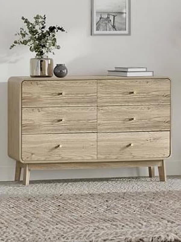 SO'HOME Seluna Retro Oak 6 Drawer Dresser natural oak ONE SIZE