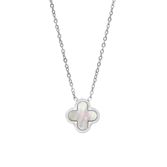 Say It With Clover Necklace Silver & Pearl Size: 18" Silver Unisex 18"