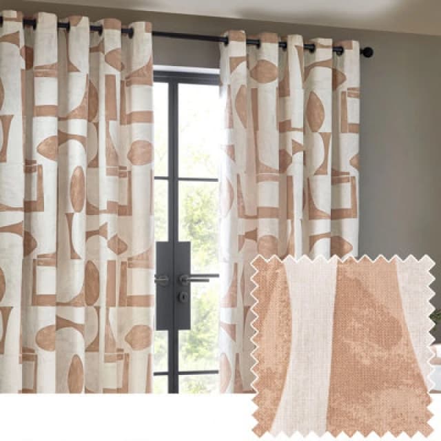 Hoem Carro Abstract Eyelet Curtains In Clay 117 X 137Cm 5.02553E+12