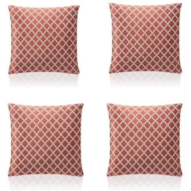 Alan Symonds Two Tone Geometric Jacquard Cushion Set of 4 Orange unisex 45x45cm