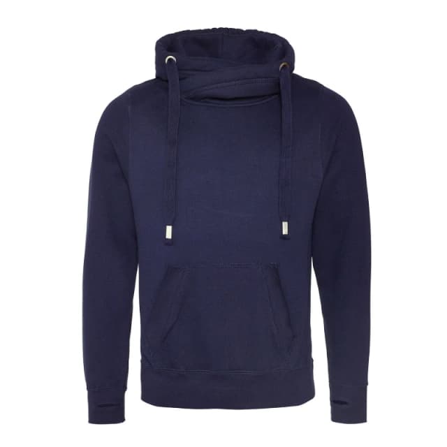 AWDis AWDis Men Crossover Collar Hoodie in Navy Size: Small Navy S Male 5063470809486