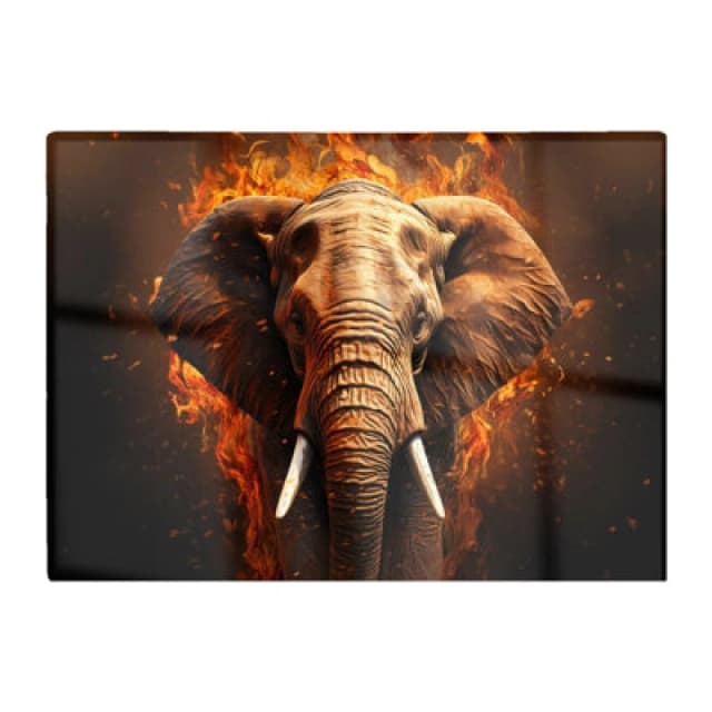 Warren Reed Designer Splashart Elephant And Fire Glass Chopping Board