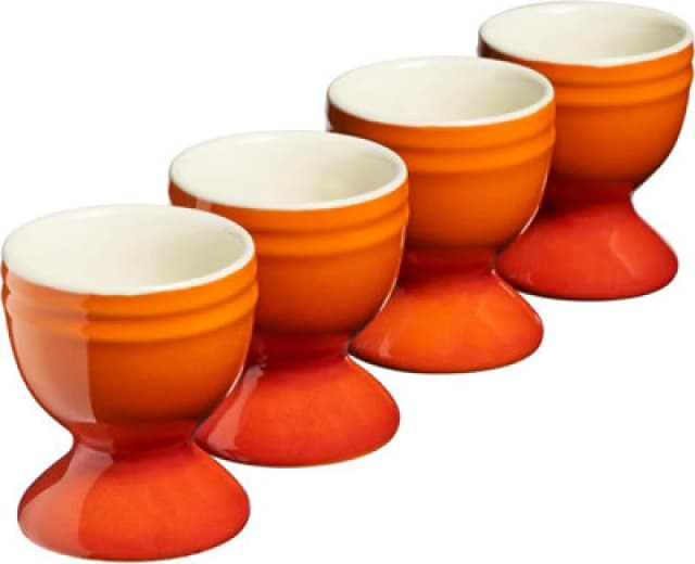 Cooks Professional Set Of 4 Colourful Stoneware Egg Cups - Dishwasher & Microwave Safe - Orange