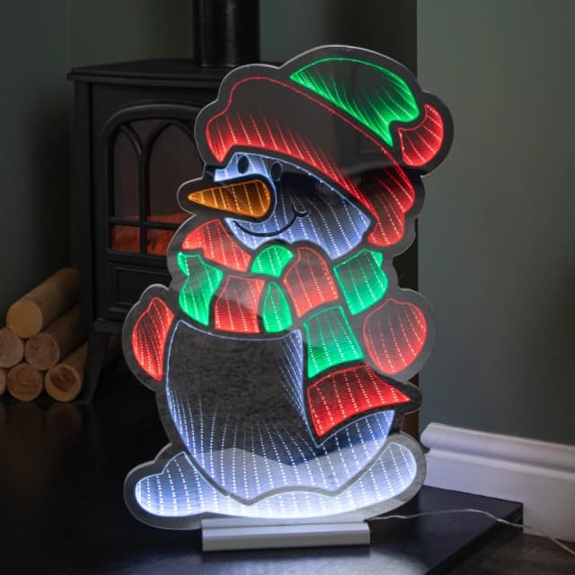 60cm Light up Snowman Infinity Christmas Decoration with Red, White and Green LEDs