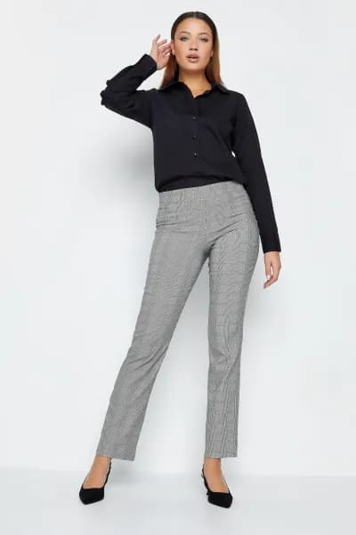 Tall Dogtooth Check Stretch Slim Leg Trousers