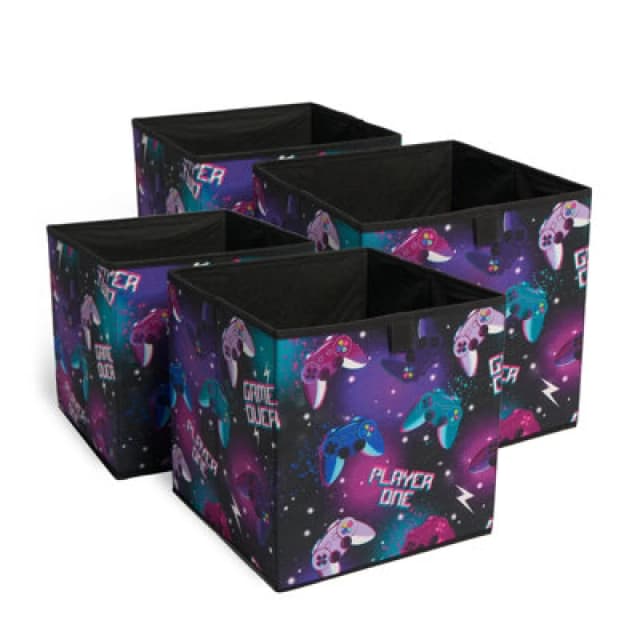 OHS OHS Gaming Storage Boxes Pack of 2 Folding Space Saving Shoe Toy Cube Set in Black One Size Unisex 5027434234219