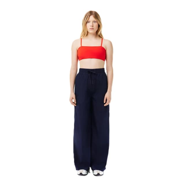 Lacoste Womens Oversized Wide Leg Trousers Navy Blue female 6 (34)