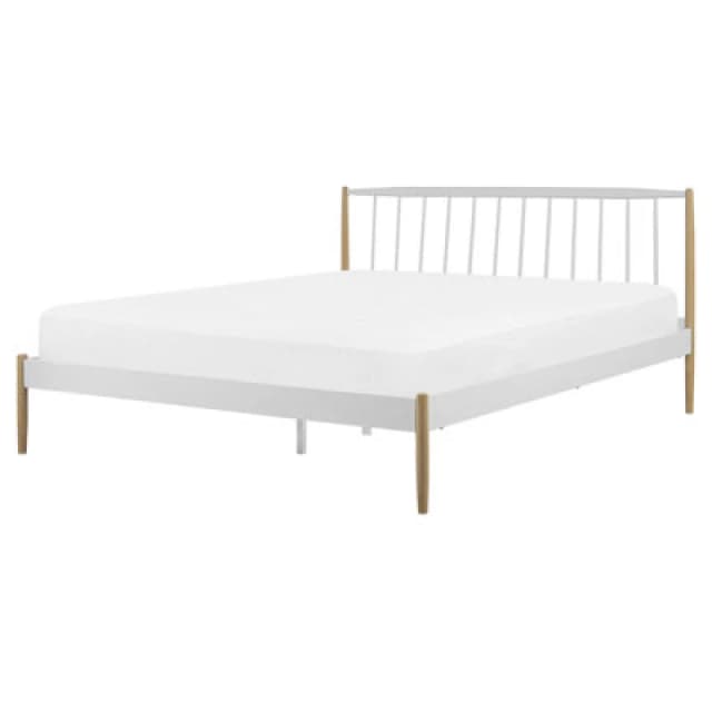 Beliani Bed Metal Maurs 160 X 200 Cm (Eu King Size) White