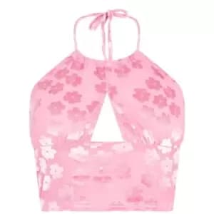 Daisy Street Halter Crop Top - Pink