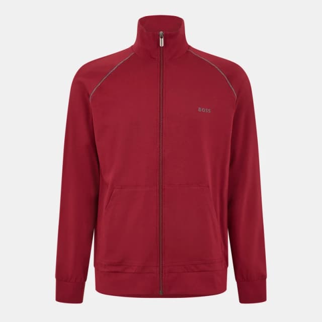 Boss Mens MixMatch Full Zipped Fleece Jacket Dark Red 602 male S
