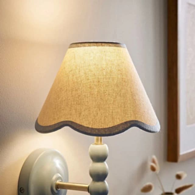 Valuelights Florie Linen Blue Scallop Trim Mini Lamp Shade (D)19Cm