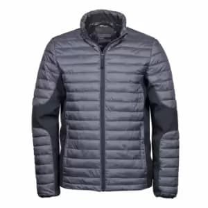 Teejays Mens Padded Full Zip Crossover Jacket (XL) (Space Grey/Black)