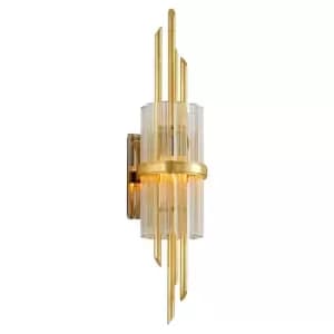 Symphony 1 Light Wall Sconce Gold Leaf Polished Stainless, Glass