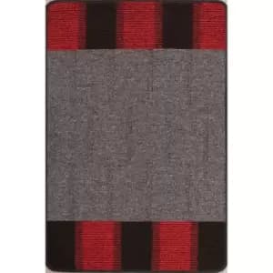 Multi Mat Washable Blocks Doormat Non Slip Rug Red Hallway 57 x 230cm (2x8') Runner